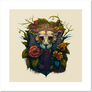 Floral Lion Skull Posters and Art